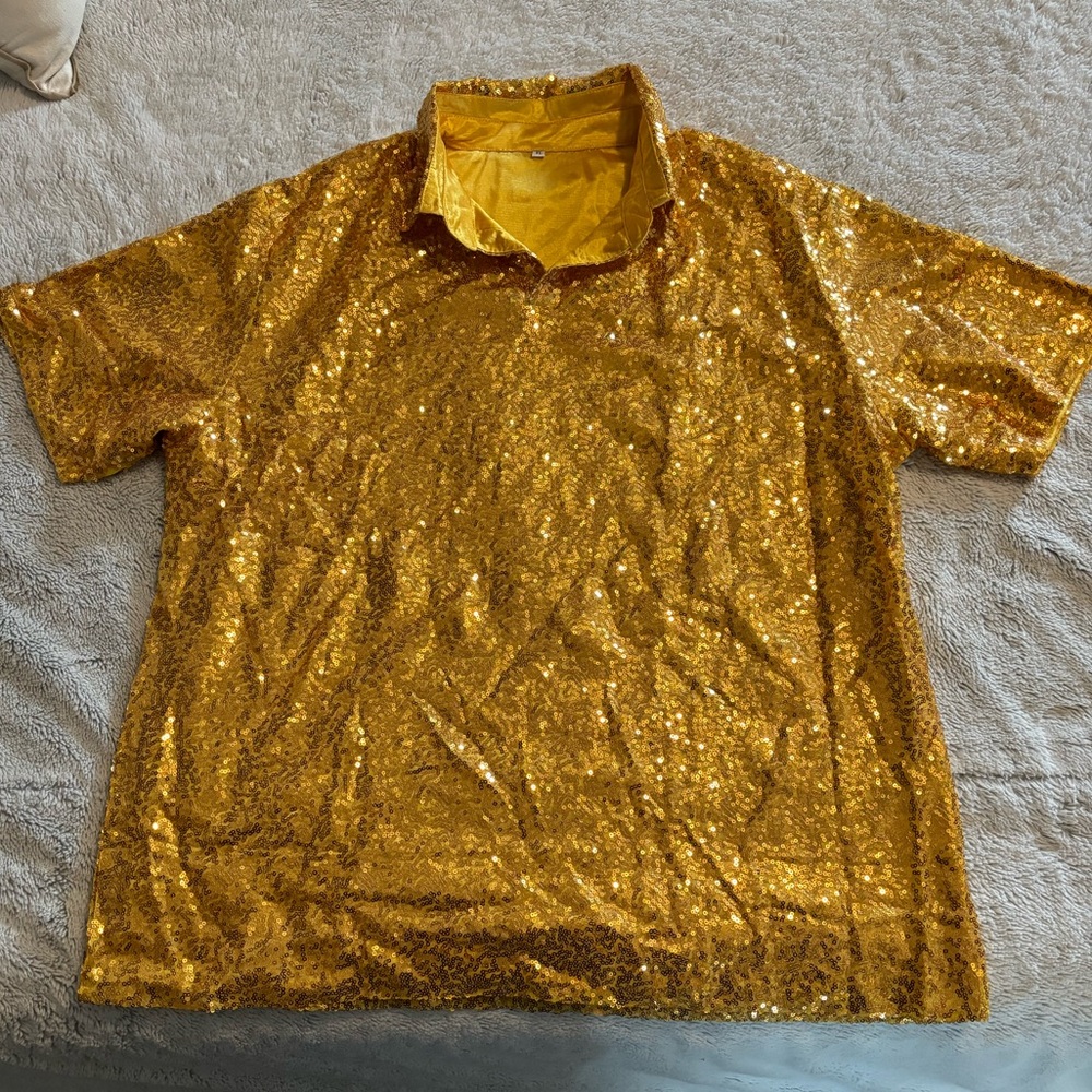 Gold Sequin Dress Shirt